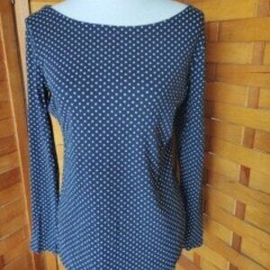Banana Republic Navy Polka Dot Top Womens Size L